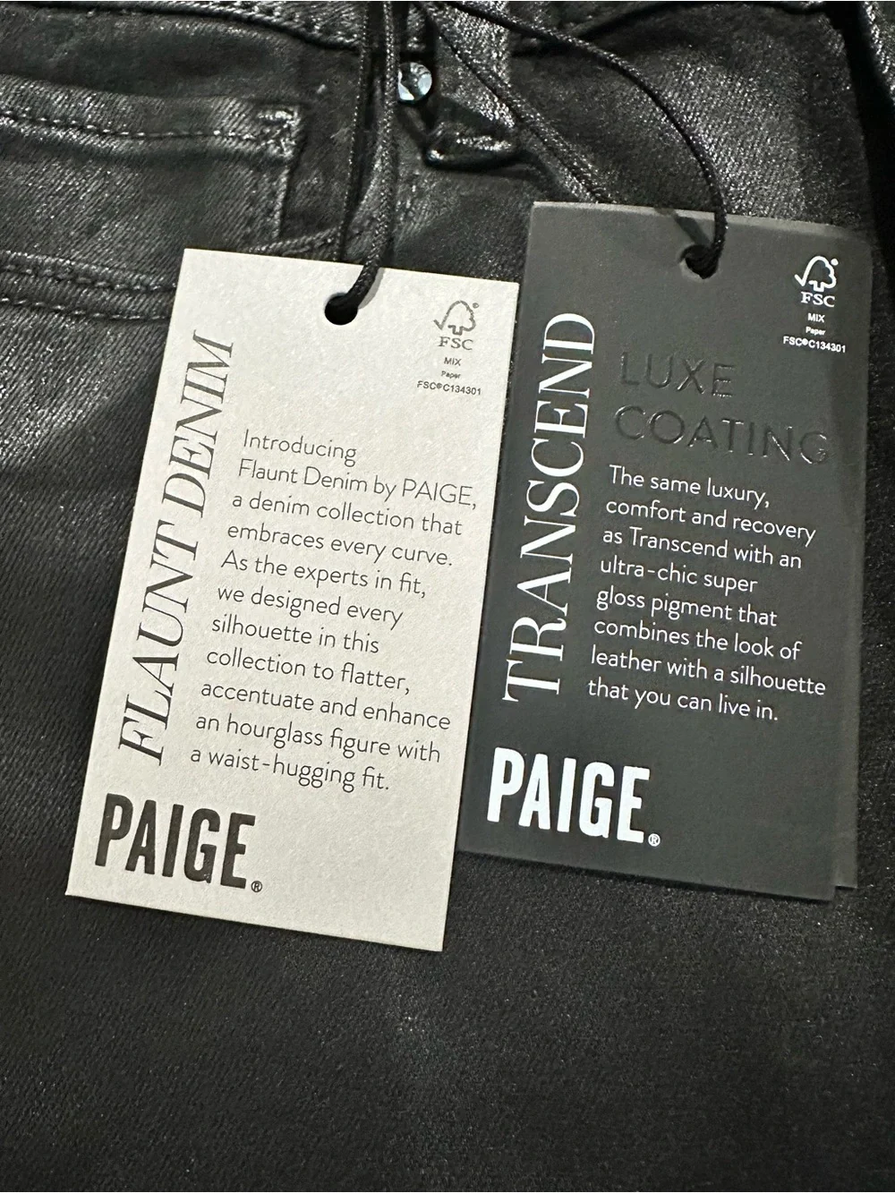 PAIGE Flaunt Denim Cheeky Skinny Jeans Coated Faux Leather Black NWT 29 $249